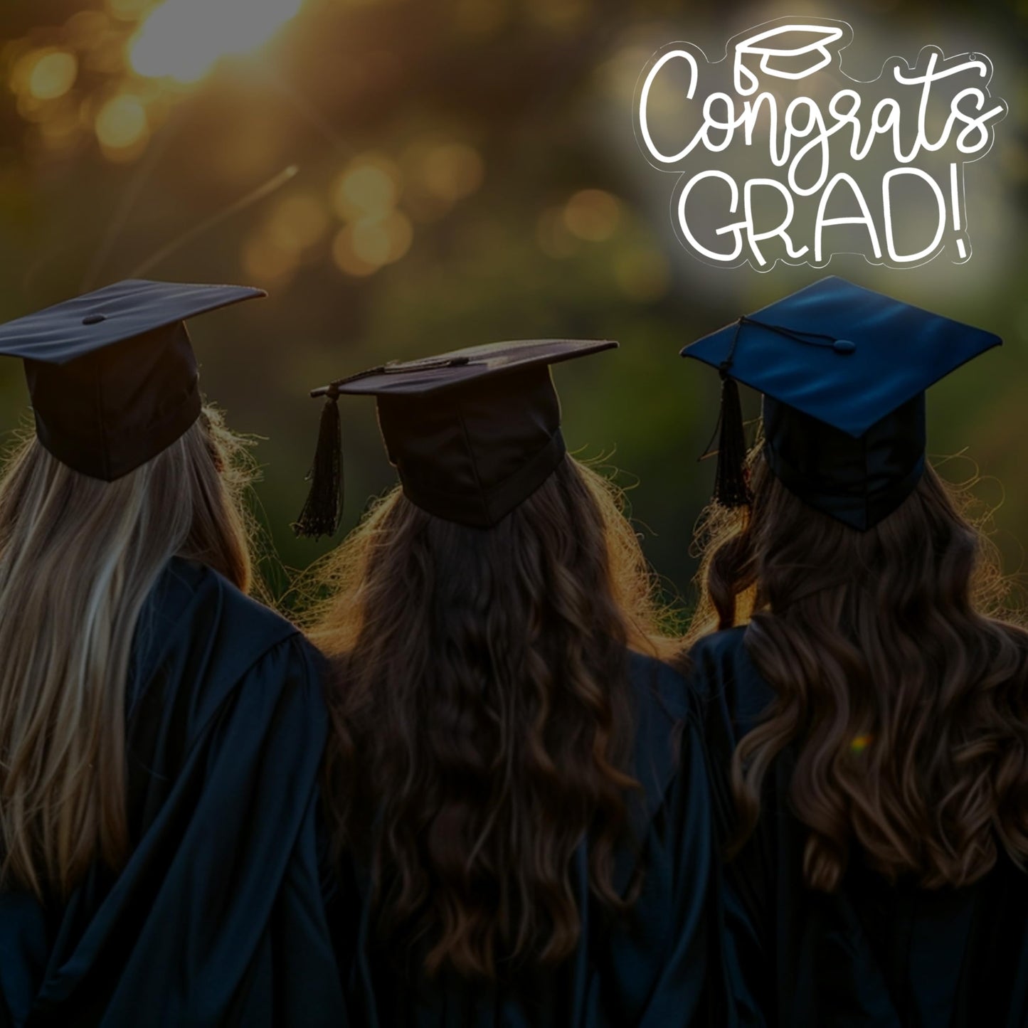 Congrats Grad Neon Sign - 11.3 * 16.7 Inch White Adjustable LED Graduation Decorations for Class of 2025 Party Room Dorm Backdrop Celebration Gifts Graduation Gift