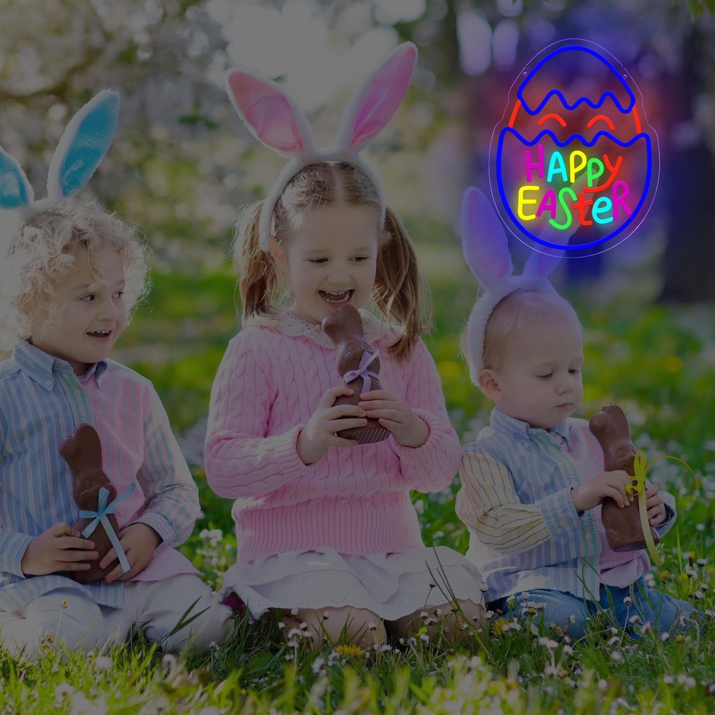 NewbeePlus Neon Easter Eggs Sign Easter Neon Light for Room Wall Decor Easter Decorations Easter Gift
