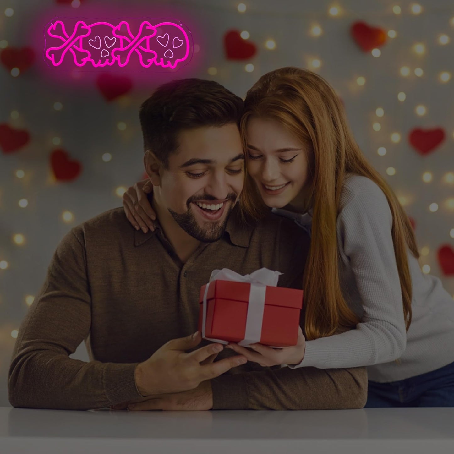 NewbeePlus XOXO Valentines Day Neon Sign Skull USB Powered LED Neon Light for Room Wall Decor Valentines Day Wedding Anniversary Bedroom Birthday Decor