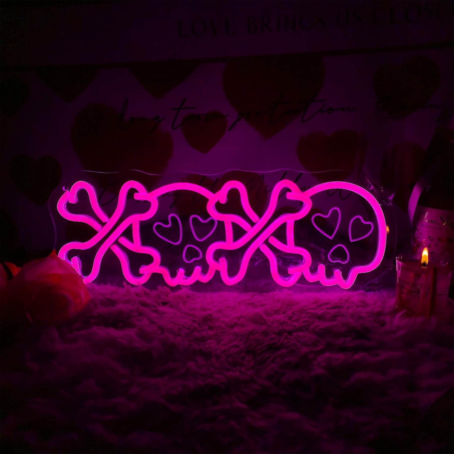 NewbeePlus XOXO Valentines Day Neon Sign Skull USB Powered LED Neon Light for Room Wall Decor Valentines Day Wedding Anniversary Bedroom Birthday Decor