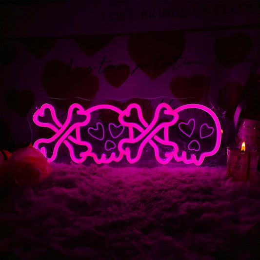 NewbeePlus XOXO Valentines Day Neon Sign Skull USB Powered LED Neon Light for Room Wall Decor Valentines Day Wedding Anniversary Bedroom Birthday Decor