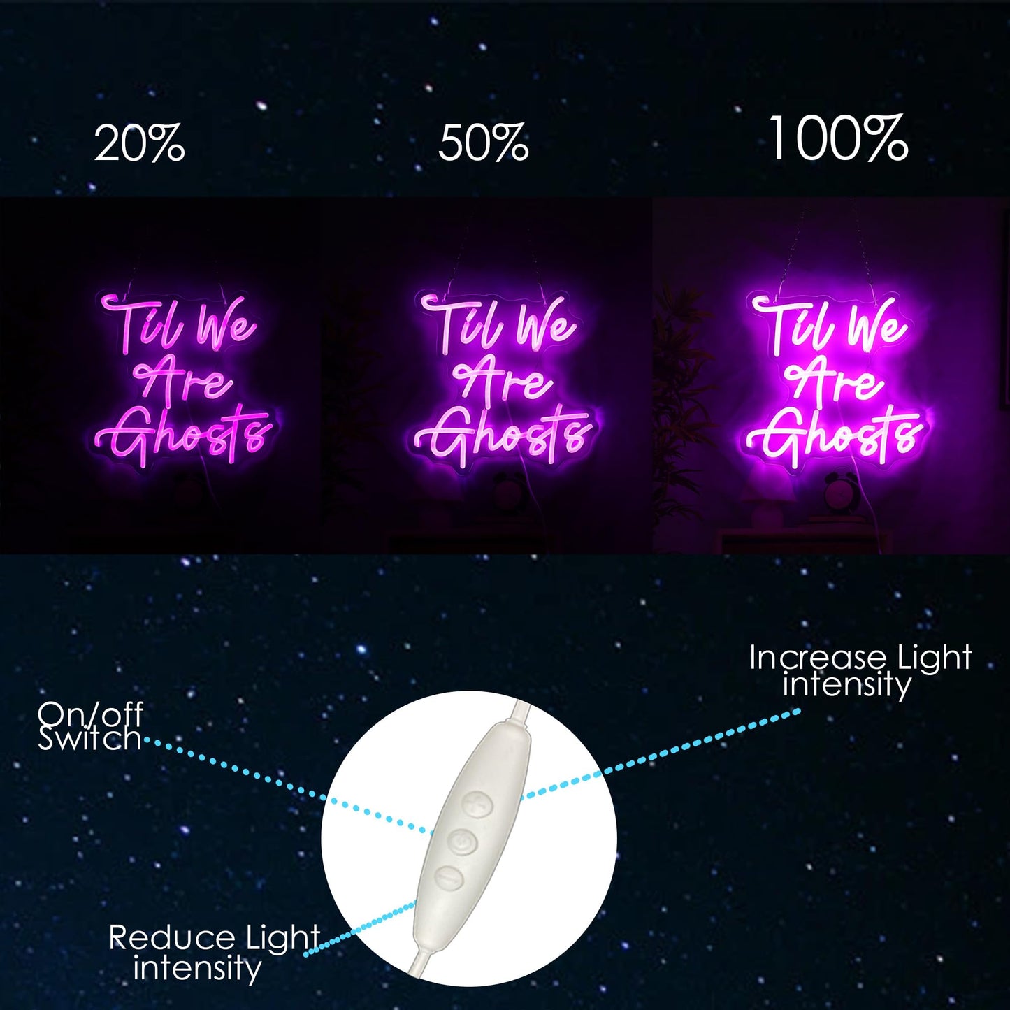 Til We Are Ghosts Neon Sign for Halloween Party Decor, Coffin Neon Sign Dimmable LED Light for Gothic Wedding Ceremony, Valentine's Day Gifts