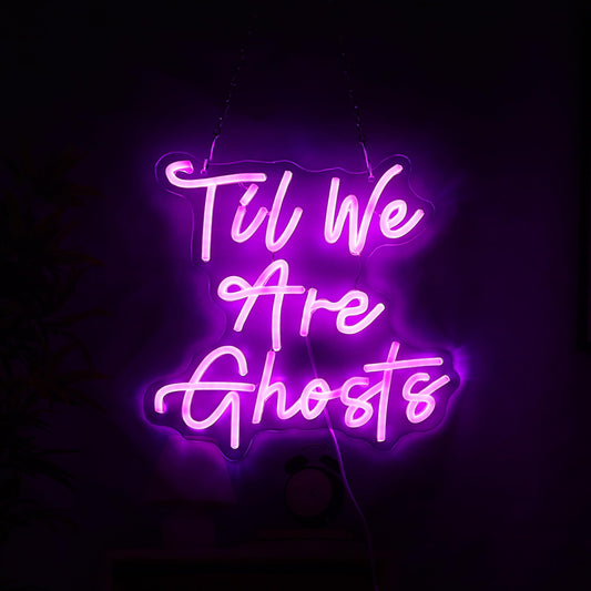 Til We Are Ghosts Neon Sign for Halloween Party Decor, Coffin Neon Sign Dimmable LED Light for Gothic Wedding Ceremony, Valentine's Day Gifts