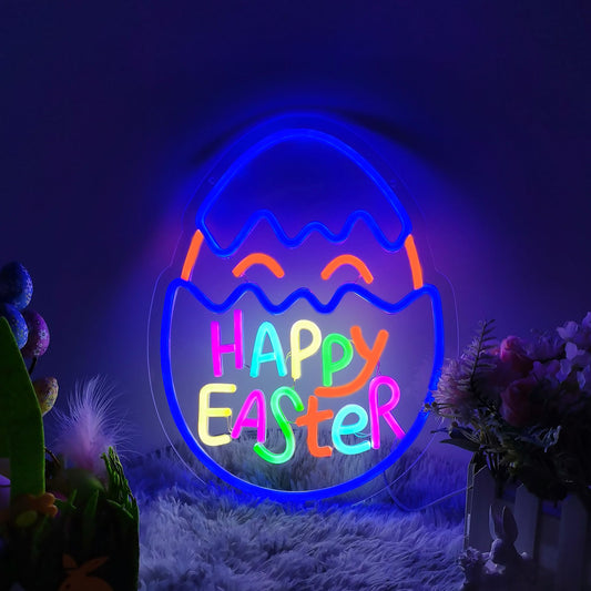 NewbeePlus Neon Easter Eggs Sign Easter Neon Light for Room Wall Decor Easter Decorations Easter Gift
