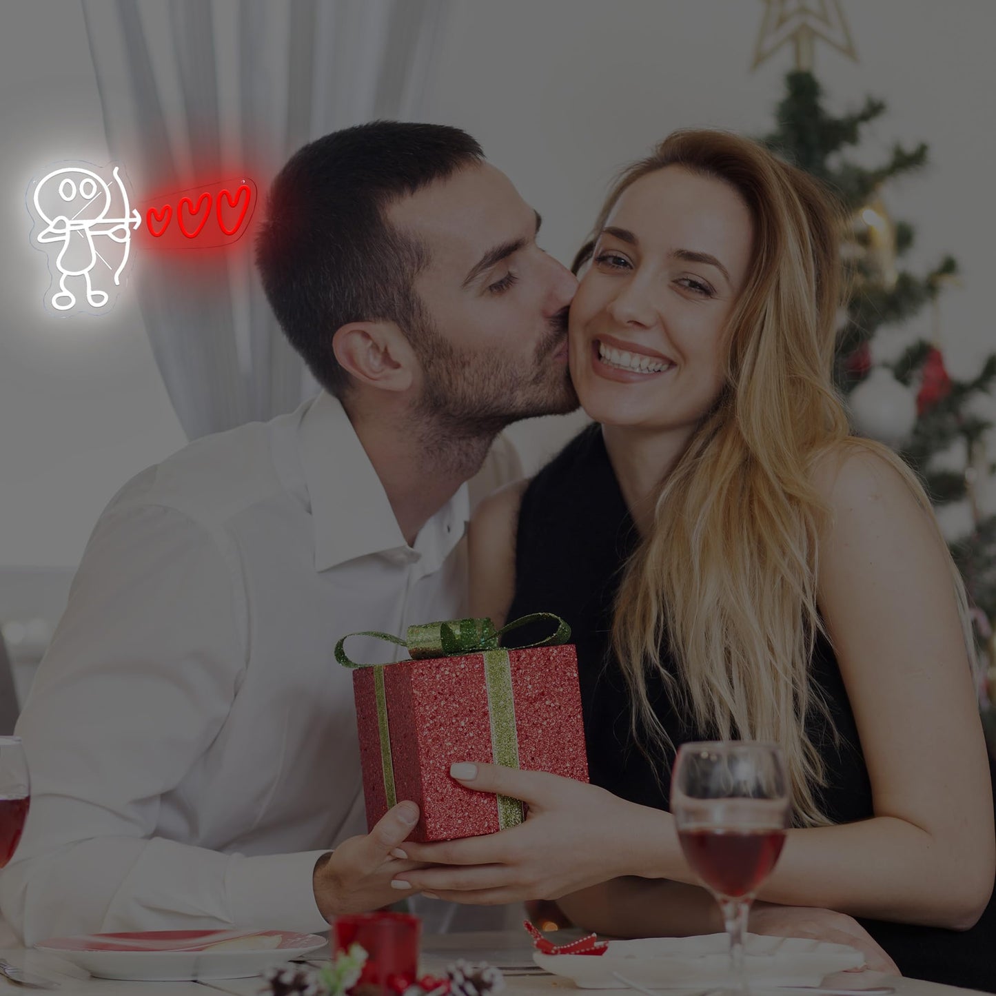 NewbeePlus Valentines Day Neon Sign Shooting Heart Valentines Decor USB Powered LED Neon Light for Room Wall Decor Valentines Day Wedding Anniversary Bedroom Birthday Decor