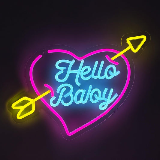 Hello Baby Neon Sign Oh Baby Sign for Backdrop for Baby Shower, Gender Reveal, Baby Room, Birthday Party Decorations