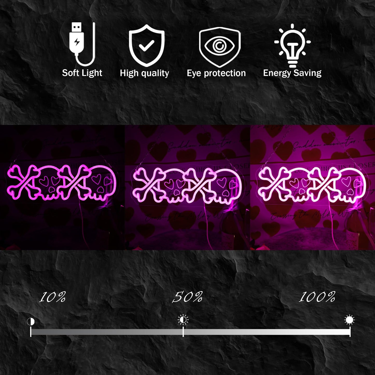NewbeePlus XOXO Valentines Day Neon Sign Skull USB Powered LED Neon Light for Room Wall Decor Valentines Day Wedding Anniversary Bedroom Birthday Decor