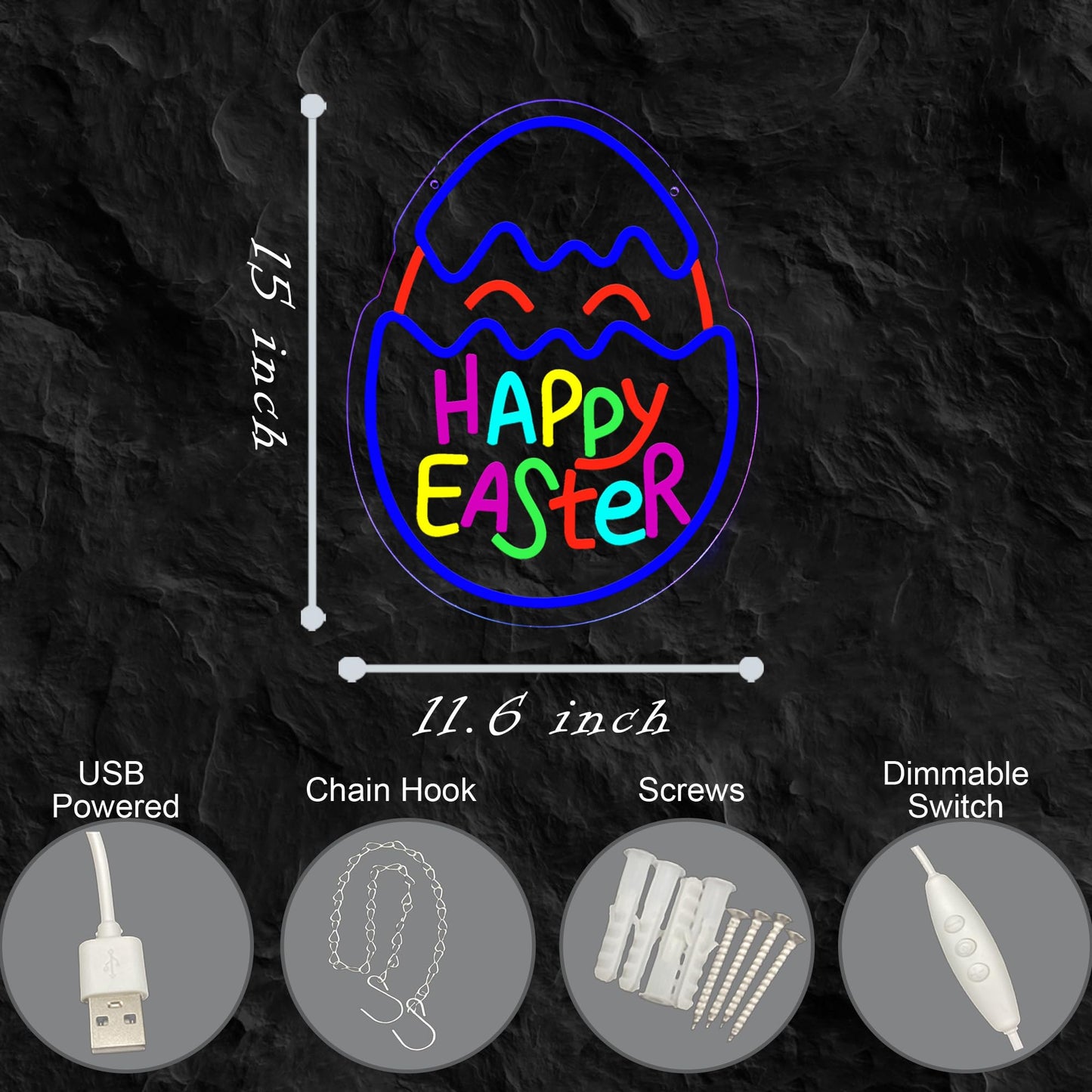 NewbeePlus Neon Easter Eggs Sign Easter Neon Light for Room Wall Decor Easter Decorations Easter Gift