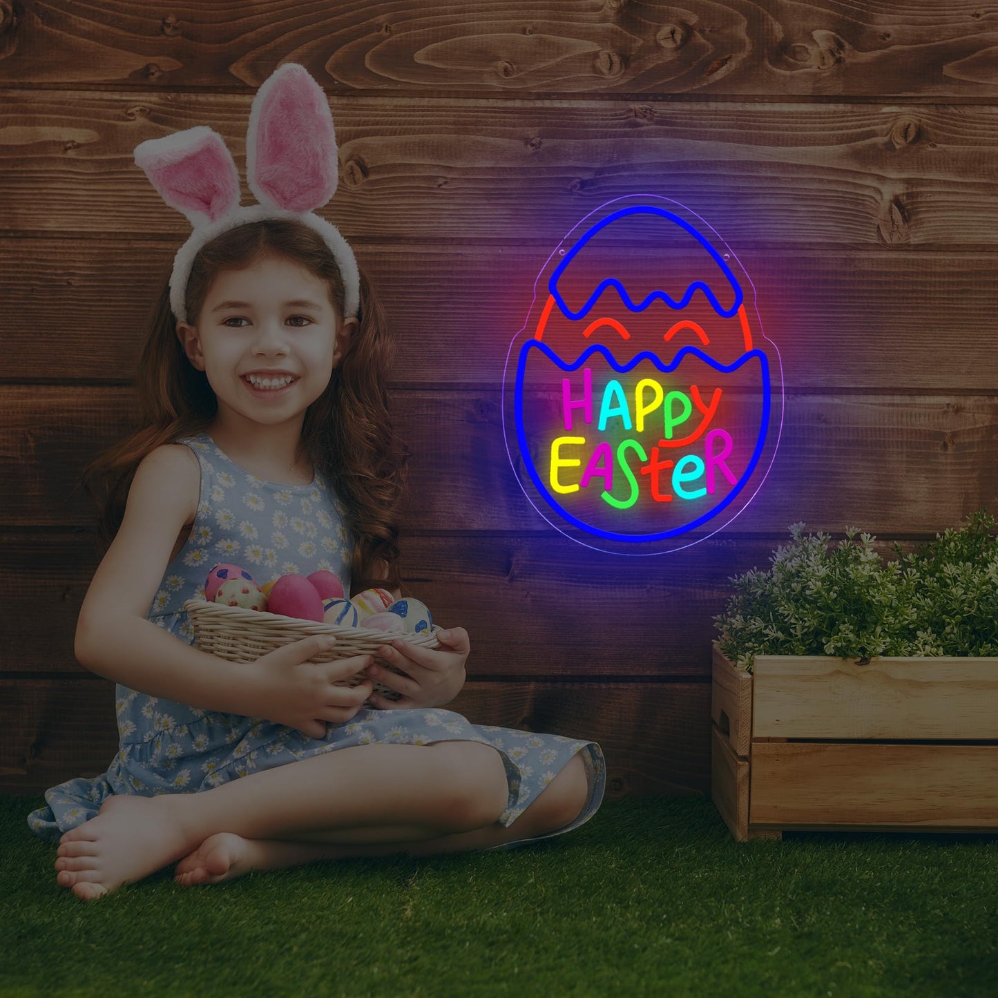 NewbeePlus Neon Easter Eggs Sign Easter Neon Light for Room Wall Decor Easter Decorations Easter Gift